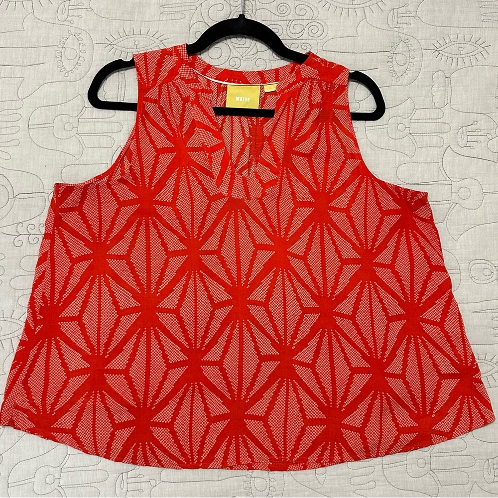 Maeve Red and White Sleeveless Boxy Blouse